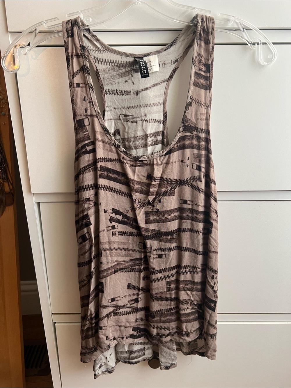 H&M Taupe and Dark Brown Printed Racerback Tank